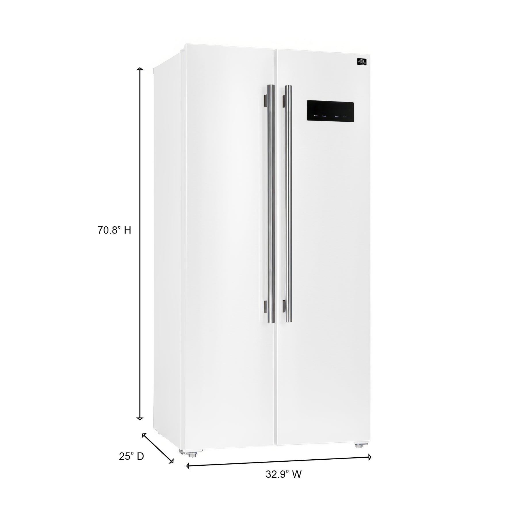 Forno Salerno Espresso 33-Inch White Side-by-Side Refrigerator, 15.6 Cu. Ft., Energy-Efficient, No Frost, Modern Design - BonPrix Électroménagers