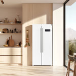 Forno Salerno Espresso 33-Inch White Side-by-Side Refrigerator, 15.6 Cu. Ft., Energy-Efficient, No Frost, Modern Design - BonPrix Électroménagers