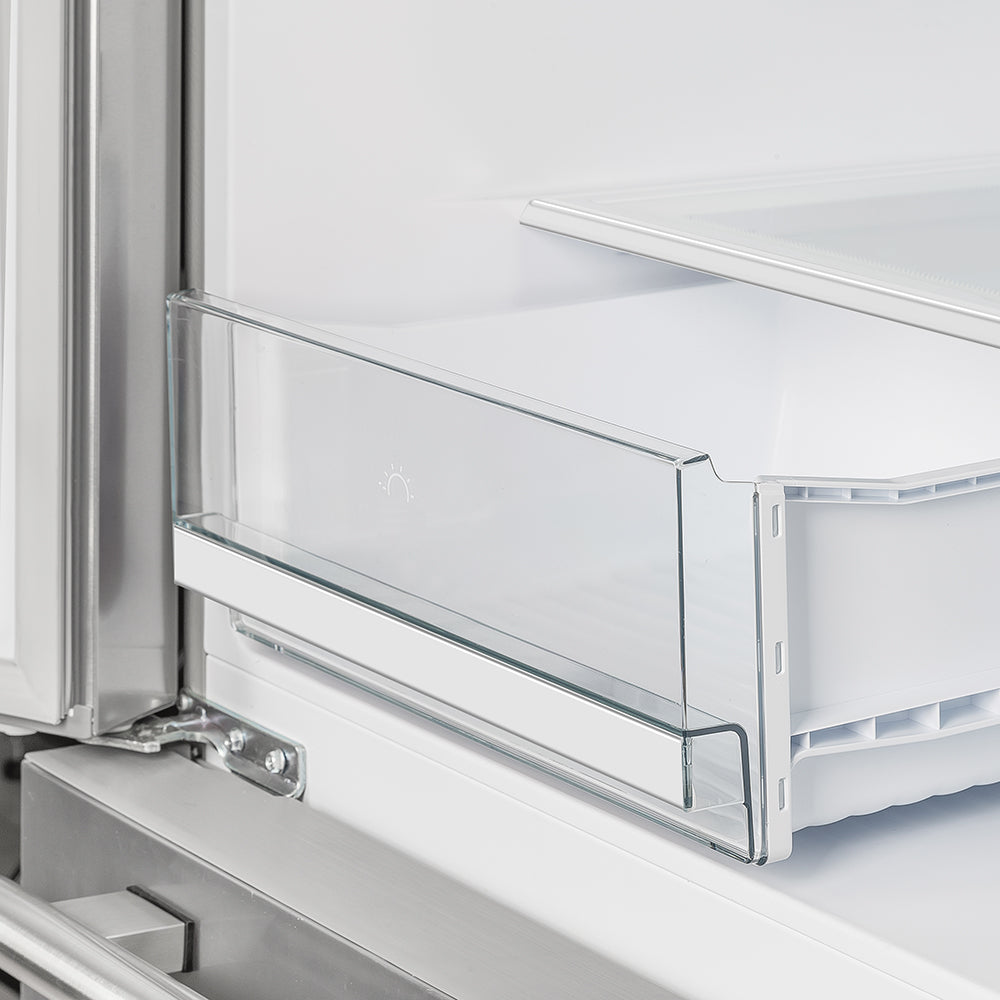 Forno Moena 40-Inch French Door Refrigerator, Stainless Steel, 19.2 cu.ft, Modern Decorative Grill, ENERGY STAR Certified - BonPrix Électroménagers