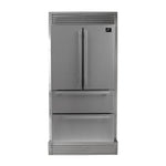 FORNO Premium 2-Piece Kitchen Bundle - Galiano 36" Stainless Steel Range, Forno Moena 36" French Door 19.2 cu. ft Stainless Steel Refrigerator, with Decorative Grill - 40" Wide - FBDL-019-03CAUS - BonPrix Électroménagers