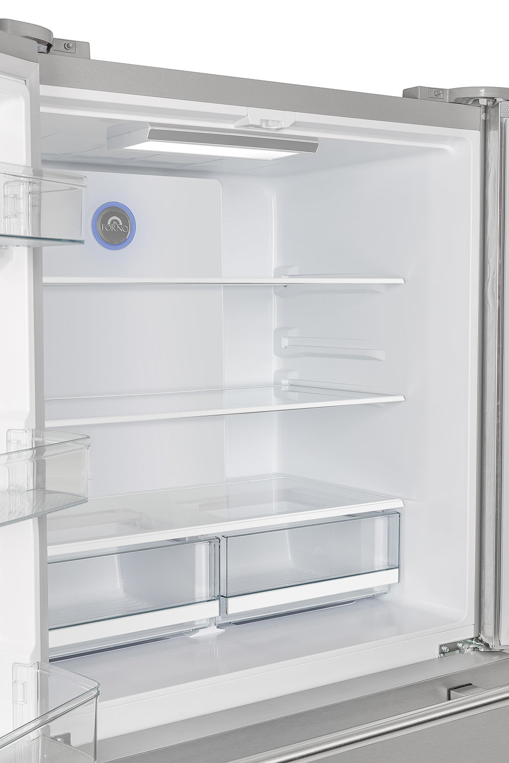 Forno Moena 40-Inch French Door Refrigerator, Stainless Steel, 19.2 cu.ft, Decorative Grill, ENERGY STAR Certified - BonPrix Électroménagers