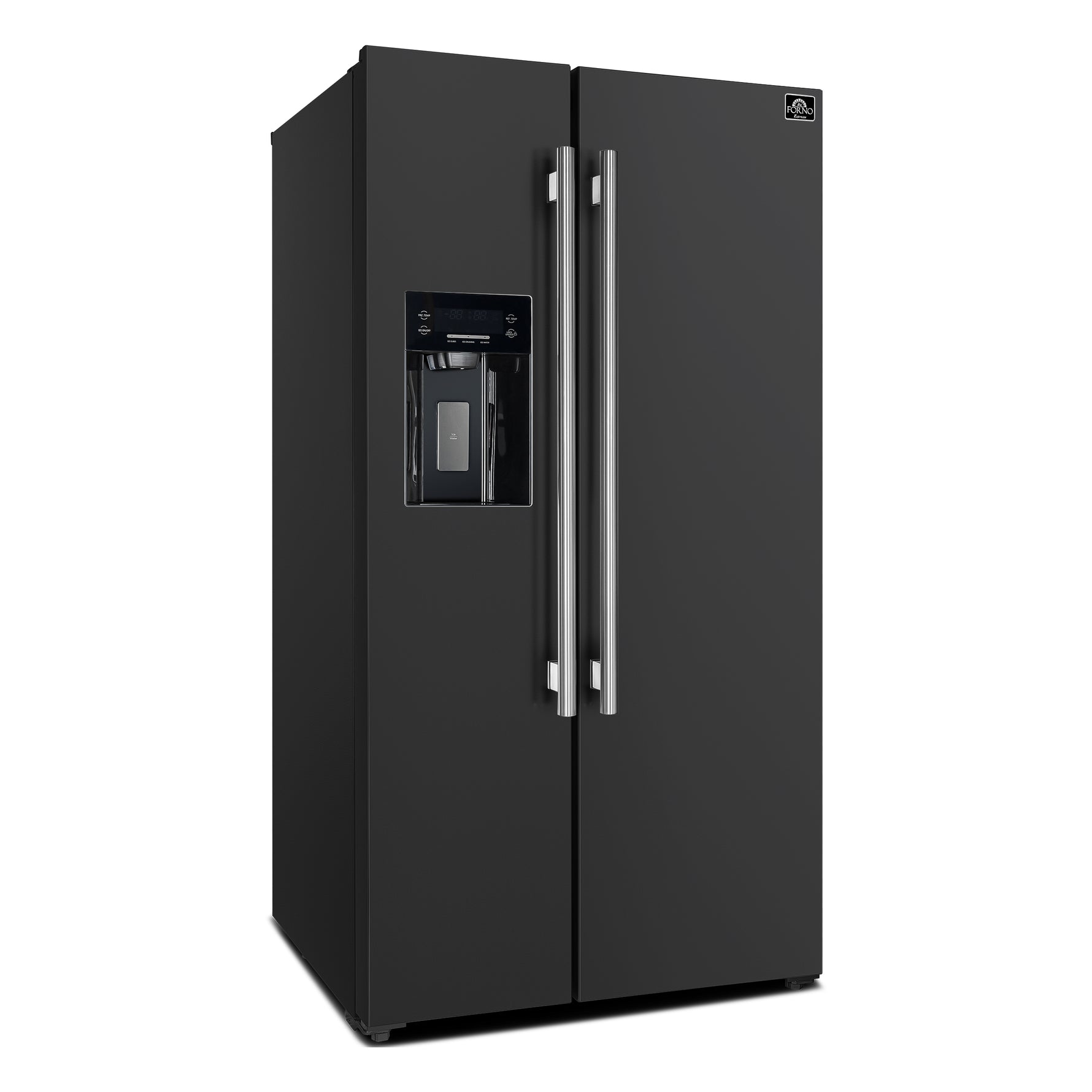 Forno Salerno Espresso 36-Inch Black Side-by-Side Refrigerator, 20 Cu. Ft., Frost-Free, Ice & Water Dispenser, ENERGY STAR Certified - BonPrix Électroménagers