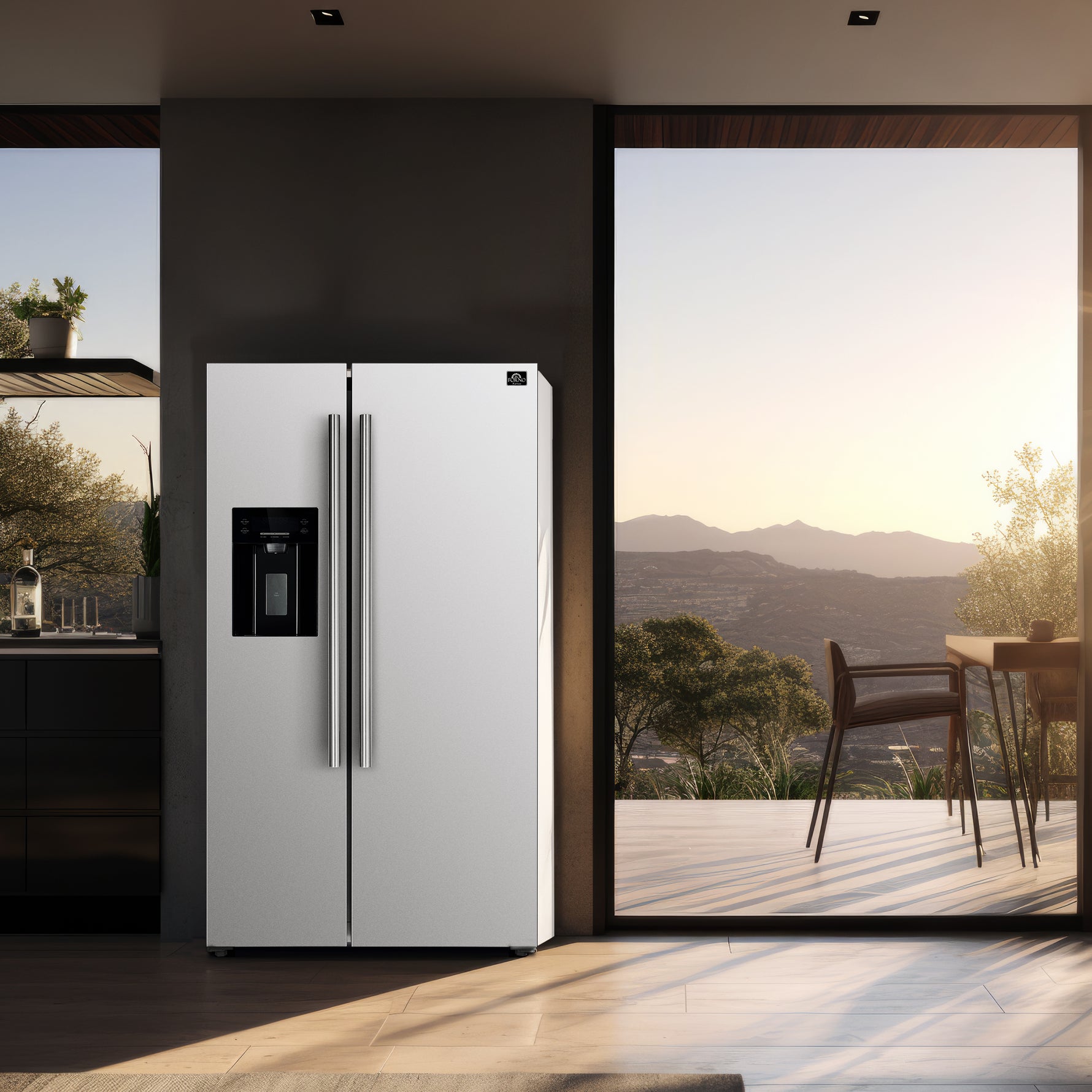 Forno Salerno Espresso 36-Inch White Side-by-Side Refrigerator, 20 Cu. Ft., Frost-Free, Ice & Water Dispenser, ENERGY STAR Certified - BonPrix Électroménagers