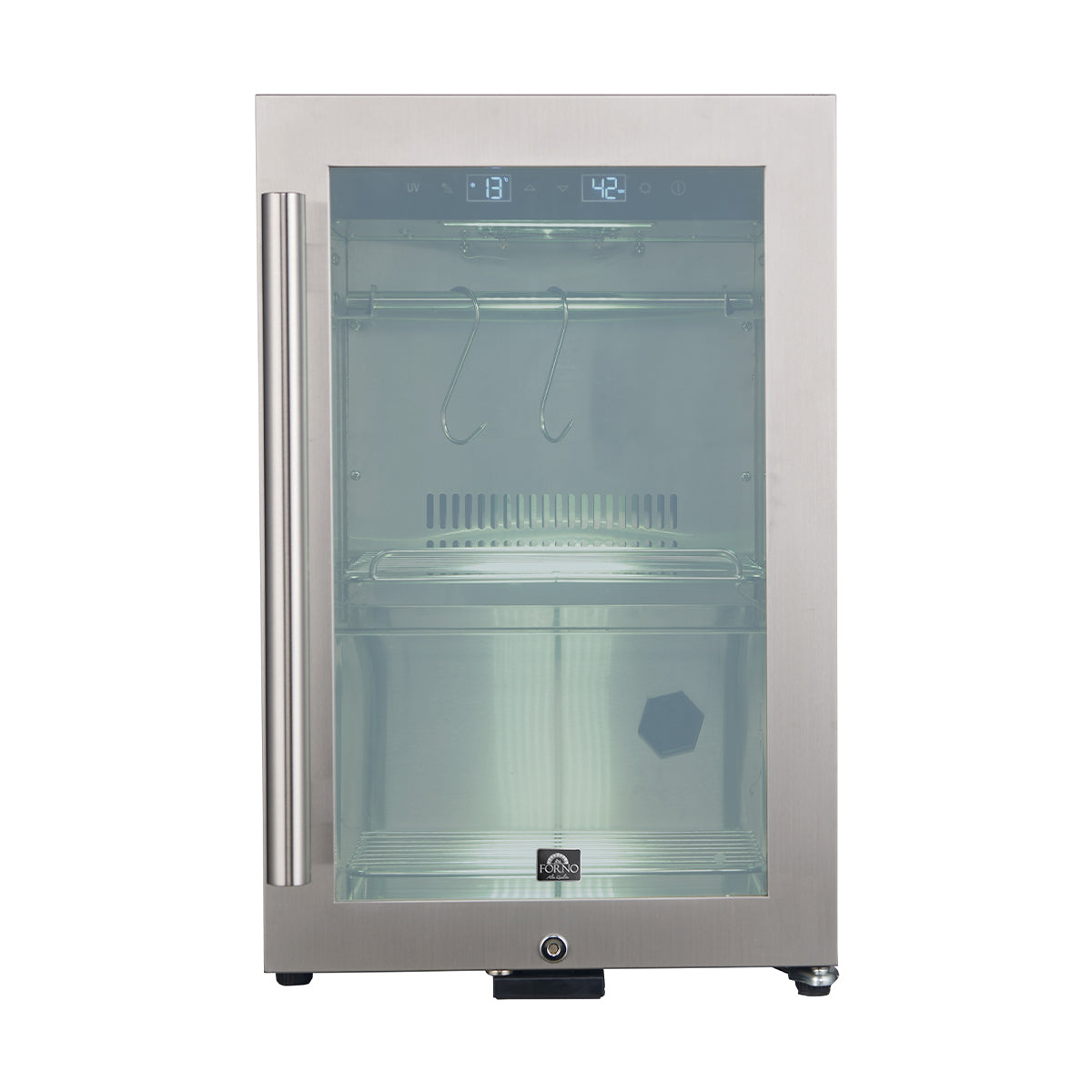 Forno Asciutto 17-Inch Dry Aging Cabinet, Stainless Steel 304, 1.84 cu.ft, LED Lighting, Adjustable Shelves - BonPrix Électroménagers