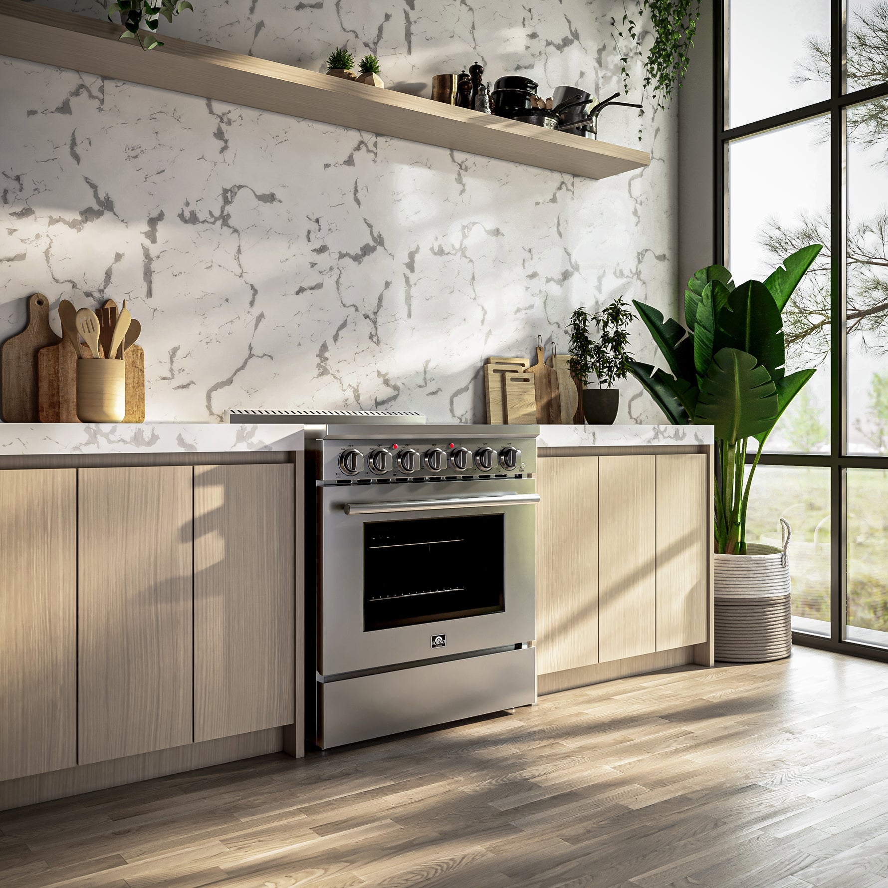 Forno Paolo 30-Inch Freestanding Electric Range, Stainless Steel, 4.38 cu.ft, True Convection Oven, Energy Efficient - BonPrix Électroménagers