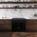 Forno Paolo 36 Inch Black Freestanding Electric Range, Stainless Steel, 5.44 cu.ft, True Convection Oven, Energy Efficient - BonPrix Électroménagers