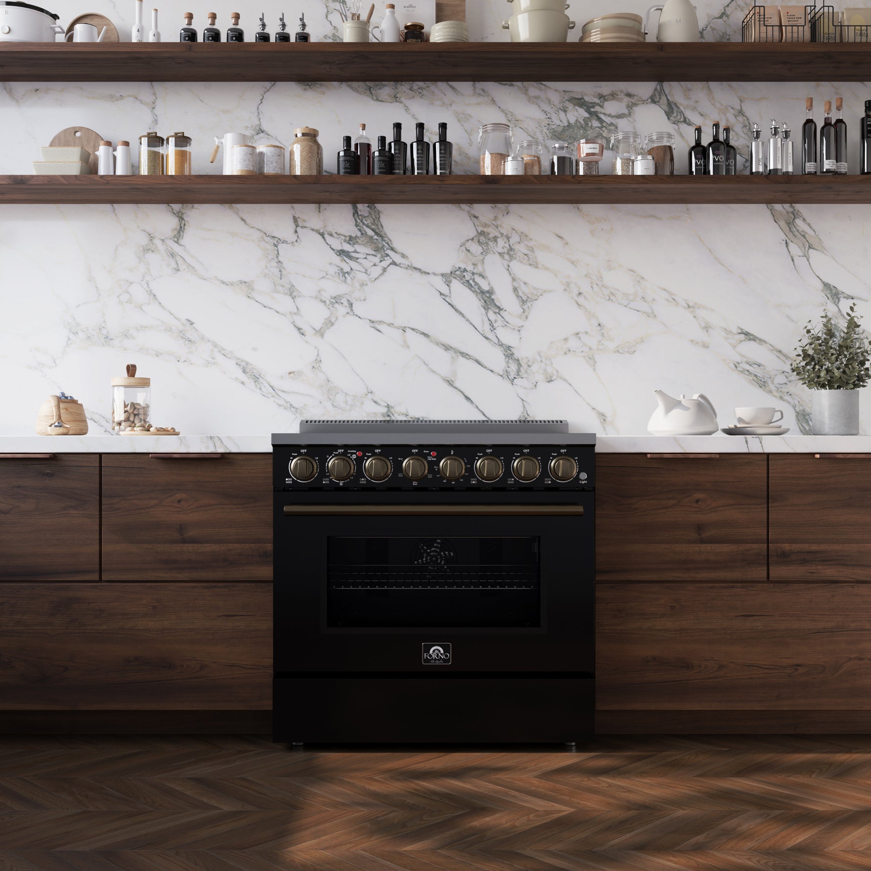 Forno Paolo 36 Inch Black Freestanding Electric Range, Stainless Steel, 5.44 cu.ft, True Convection Oven, Energy Efficient - BonPrix Électroménagers