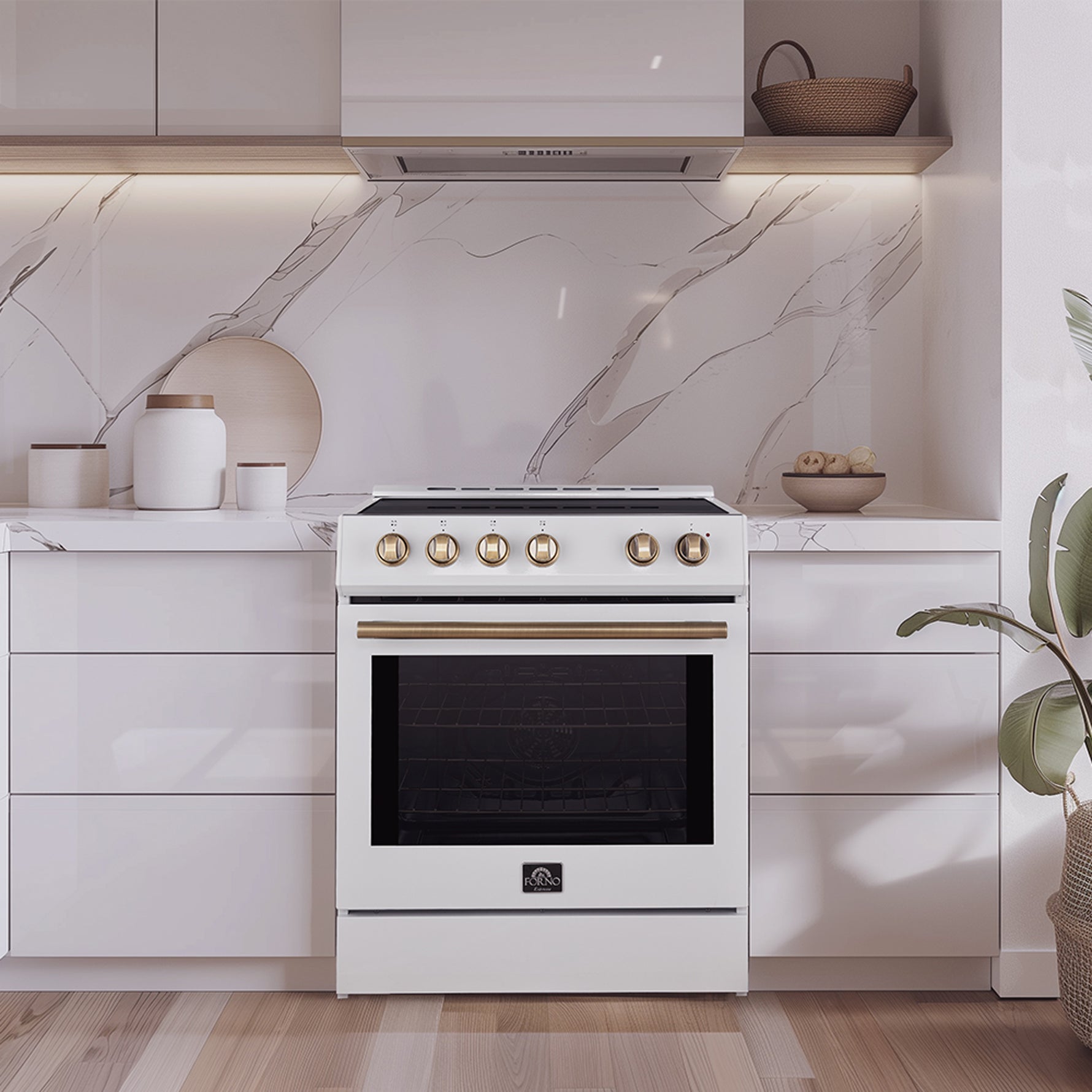 Forno Leonardo Espresso 30-Inch White Electric Range, True Convection, Energy Efficient - BonPrix Électroménagers