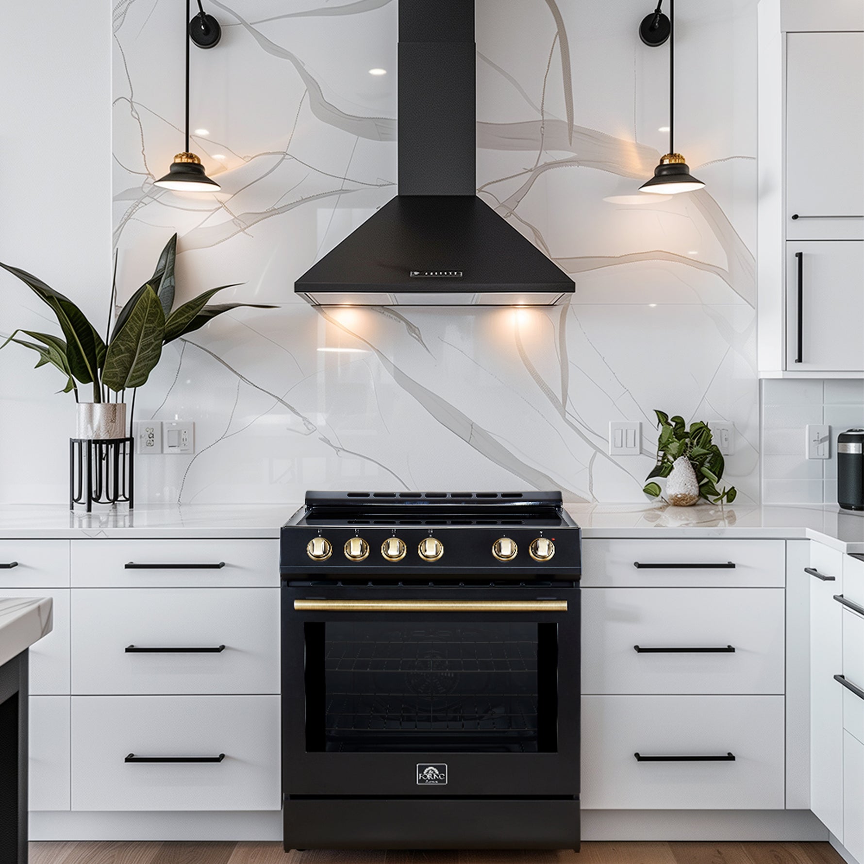 Forno Leonardo Espresso 30-Inch Black Electric Range, True Convection, Energy Efficient - BonPrix Électroménagers