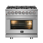 Forno Massimo 36-Inch Freestanding Dual Fuel Range, 6 Burners, Double Convection Ovens - BonPrix Électroménagers