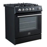 Forno Leonardo Espresso 30-Inch Black Gas Range, 5 Burners, 39,500 BTU, 5 cu.ft Convection Oven - BonPrix Électroménagers