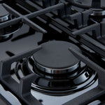 Forno Leonardo Espresso 30-Inch Black Gas Range, 5 Burners, 39,500 BTU, 5 cu.ft Convection Oven - BonPrix Électroménagers