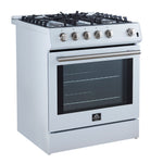 Forno Leonardo Espresso 30-Inch White Gas Range, 5 Burners, 39,500 BTU, 5 cu.ft Convection Oven - BonPrix Électroménagers