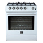 Forno Leonardo Espresso 30-Inch White Gas Range, 5 Burners, 39,500 BTU, 5 cu.ft Convection Oven - BonPrix Électroménagers