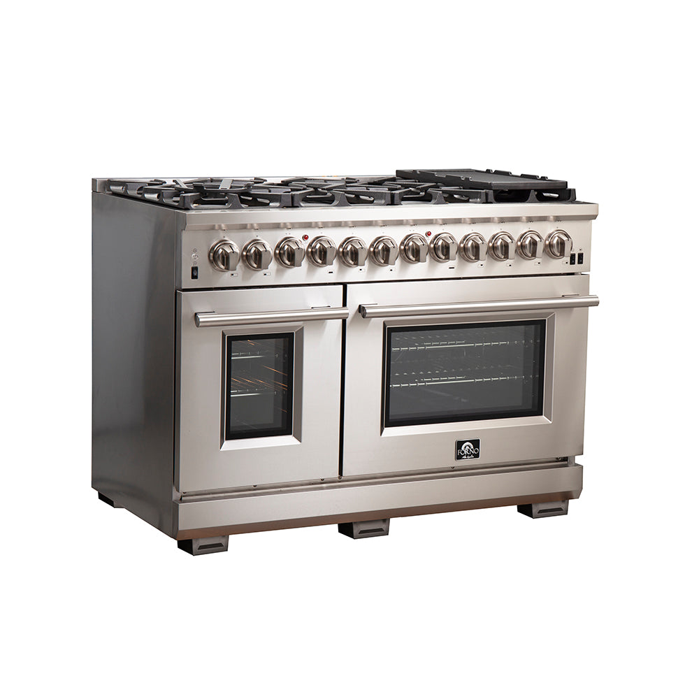 Forno Capriasca 48-Inch Freestanding Dual Fuel Range, 8 Burners, True Convection Oven - BonPrix Électroménagers