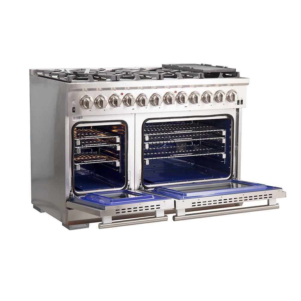 Forno Capriasca 48-Inch Freestanding Dual Fuel Range, 8 Burners, True Convection Oven - BonPrix Électroménagers