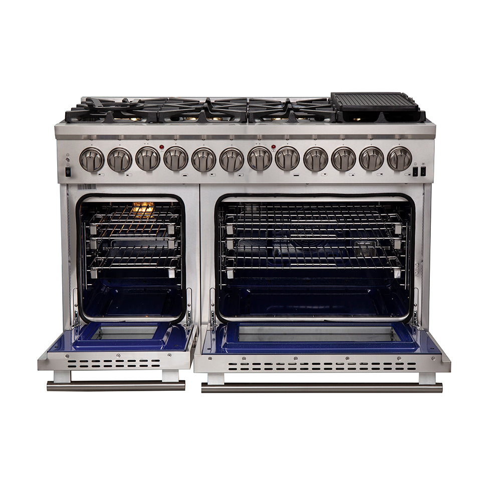 Forno Capriasca 48-Inch Freestanding Dual Fuel Range, 8 Burners, True Convection Oven - BonPrix Électroménagers