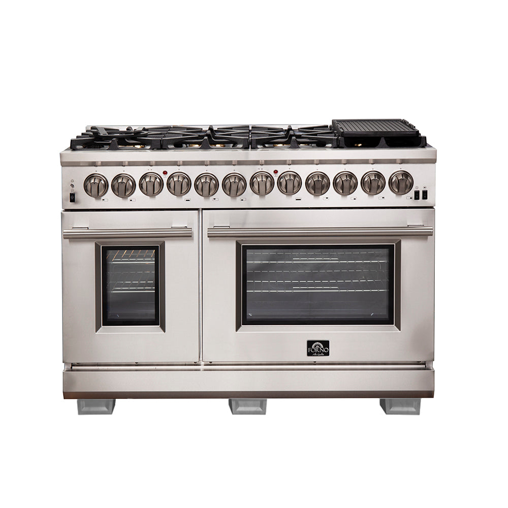 Forno Capriasca 48-Inch Freestanding Dual Fuel Range, 8 Burners, True Convection Oven - BonPrix Électroménagers