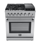 Forno Lazio 30-Inch Freestanding Dual Fuel Range, 4 Burners, True Convection Oven - BonPrix Électroménagers