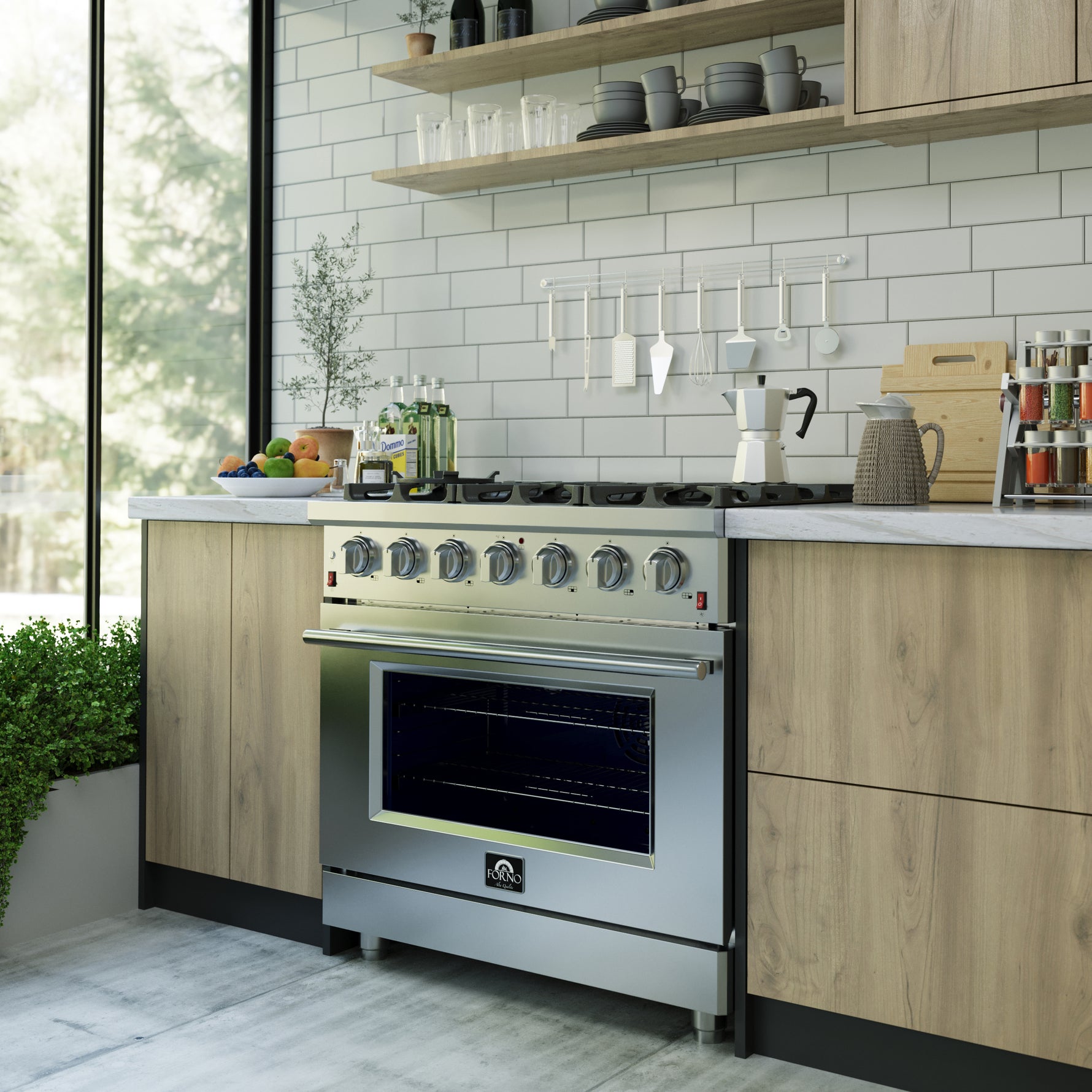 Forno Massimo 36-Inch Freestanding Gas Range, 6 Sealed Burners, Convection Oven, Energy Efficient - BonPrix Électroménagers