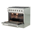 Forno Galiano 36-Inch Freestanding Gas Range, Stainless Steel, 6 Burners, Energy Efficient - BonPrix Électroménagers