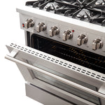 Forno Galiano 36-Inch Freestanding Gas Range, Stainless Steel, 6 Burners, Energy Efficient - BonPrix Électroménagers