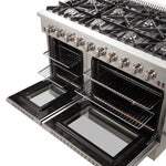 Forno Galiano 48-Inch Freestanding Gas Range, Stainless Steel, 8 Burners, 107,000 BTU, Griddle, Double Ovens, Energy Efficient - BonPrix Électroménagers