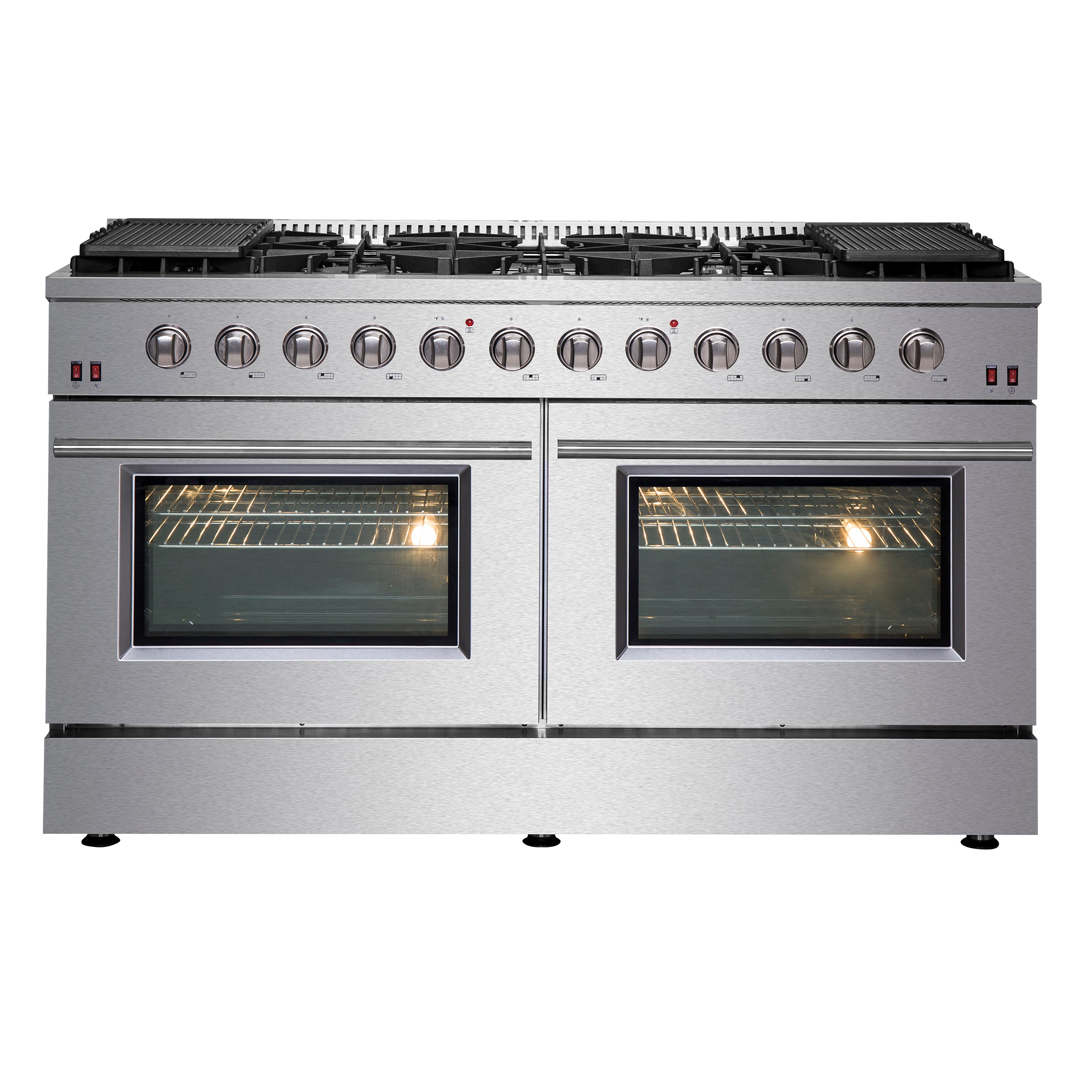 Forno Galiano 60-Inch Freestanding Gas Range, 10 Burners, Double Ovens, Griddle, Energy Efficient - BonPrix Électroménagers