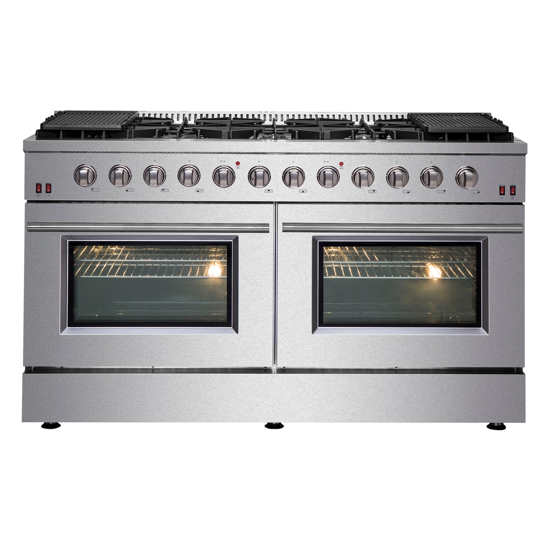 Forno Galiano 60-Inch Freestanding Gas Range, 10 Burners, Double Ovens, Griddle, Energy Efficient - BonPrix Électroménagers