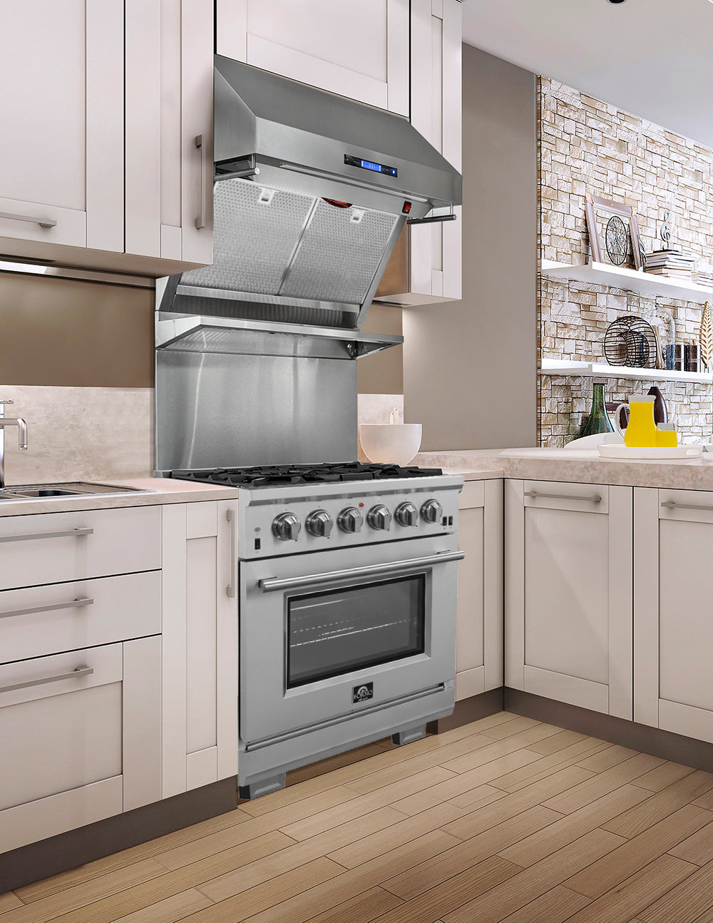 Forno Capriasca 30-Inch Freestanding Gas Range, 4 Burners, True Convection Oven - BonPrix Électroménagers