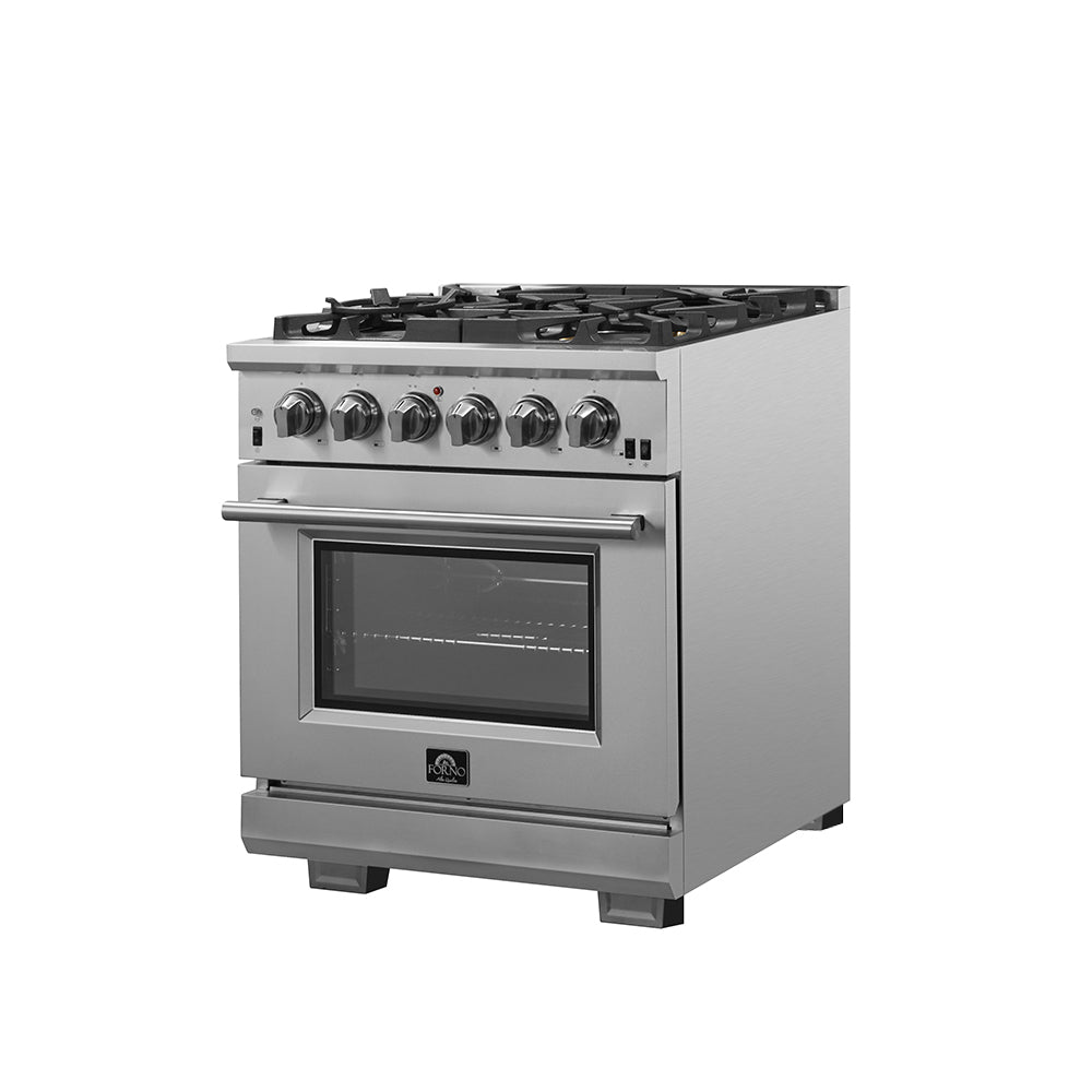 Forno Capriasca 30-Inch Freestanding Gas Range, 4 Burners, True Convection Oven - BonPrix Électroménagers