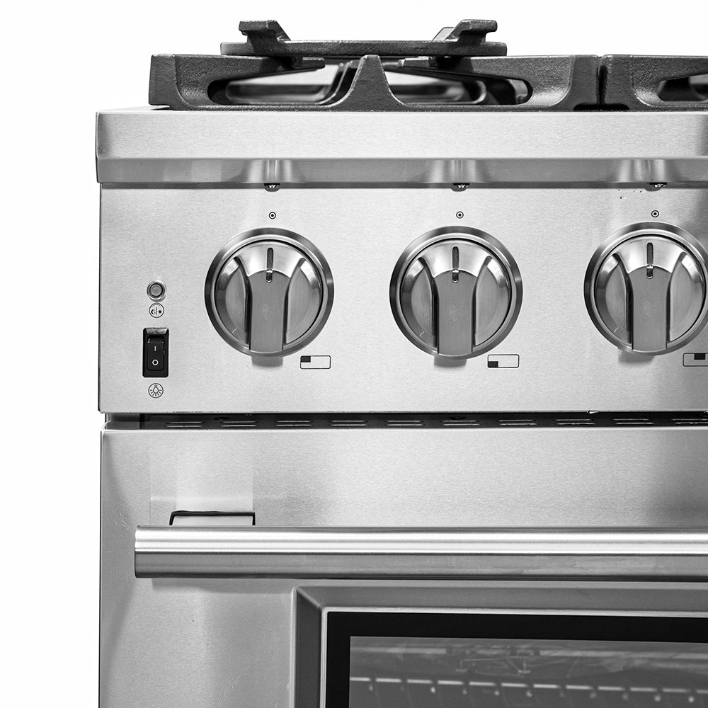 Forno Capriasca 36-Inch Gas Range, Stainless Steel, 6 Brass Burners, 120,000 BTU, Convection Oven, Energy Efficient - BonPrix Électroménagers