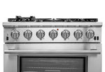 Forno Capriasca 36-Inch Gas Range, Stainless Steel, 6 Brass Burners, 120,000 BTU, Convection Oven, Energy Efficient - BonPrix Électroménagers