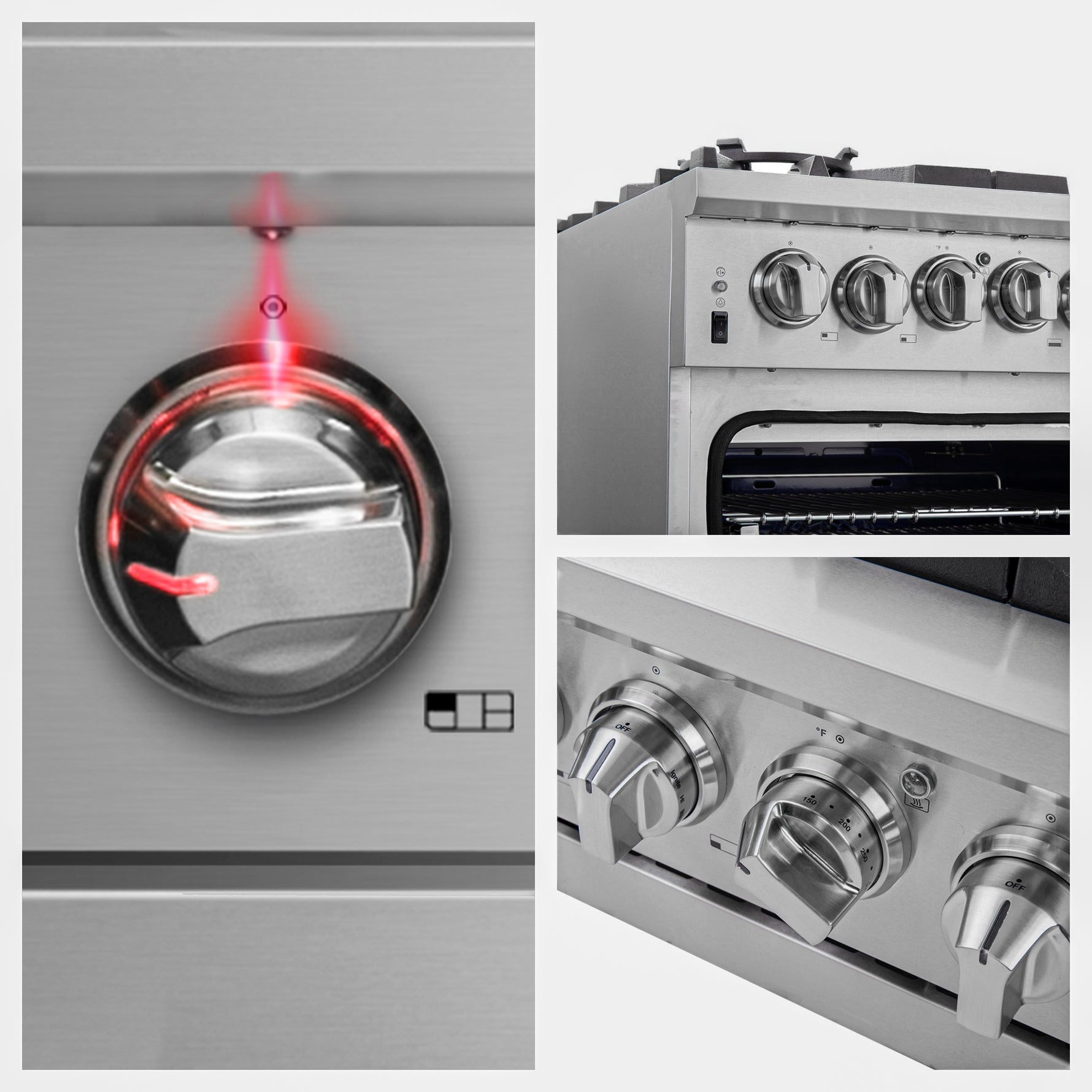 Forno Capriasca 36-Inch Gas Range, Stainless Steel, 6 Brass Burners, 120,000 BTU, Convection Oven, Energy Efficient - BonPrix Électroménagers