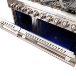 FORNO Capriasca 48-inch Gas Range Stainless Steel, 8 Brass Burners 160,000 BTU, 6.58 cu.ft. Double Oven - BonPrix Électroménagers