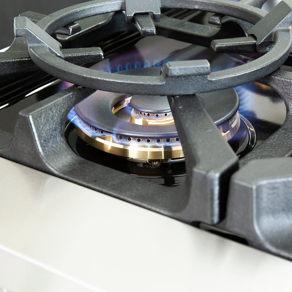 FORNO Capriasca 48-inch Gas Range Stainless Steel, 8 Brass Burners 160,000 BTU, 6.58 cu.ft. Double Oven - BonPrix Électroménagers