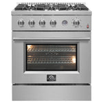 FORNO Premium 2-Piece Kitchen Bundle -Marco 30-inch Gas Range Stainless Steel, Forno Salerno 36" Side by Side Stainless Steel Refrigerator 20 cu.ft - FBDL-021-03CAUS - BonPrix Électroménagers