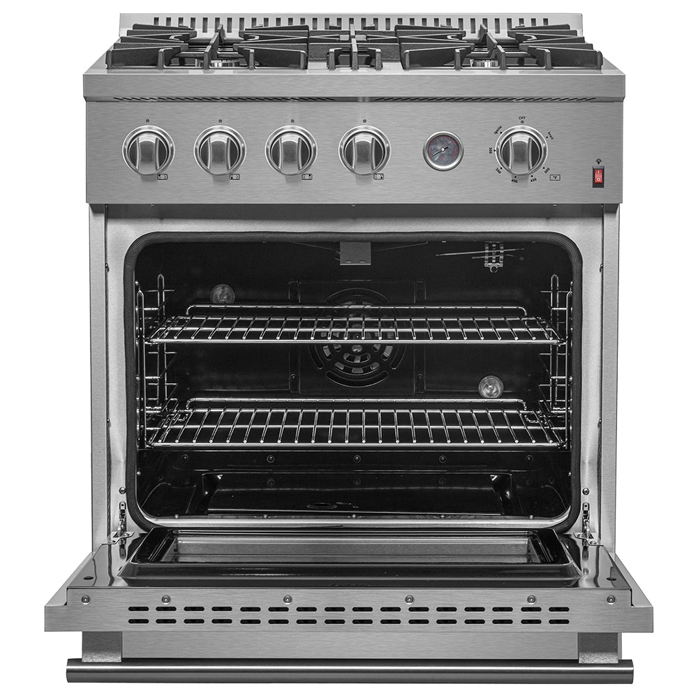 Marco 30-inch Gas Range Stainless Steel, 4 Burners 37,000 BTU, 4.32 cu.ft. Convection Oven - BonPrix Électroménagers