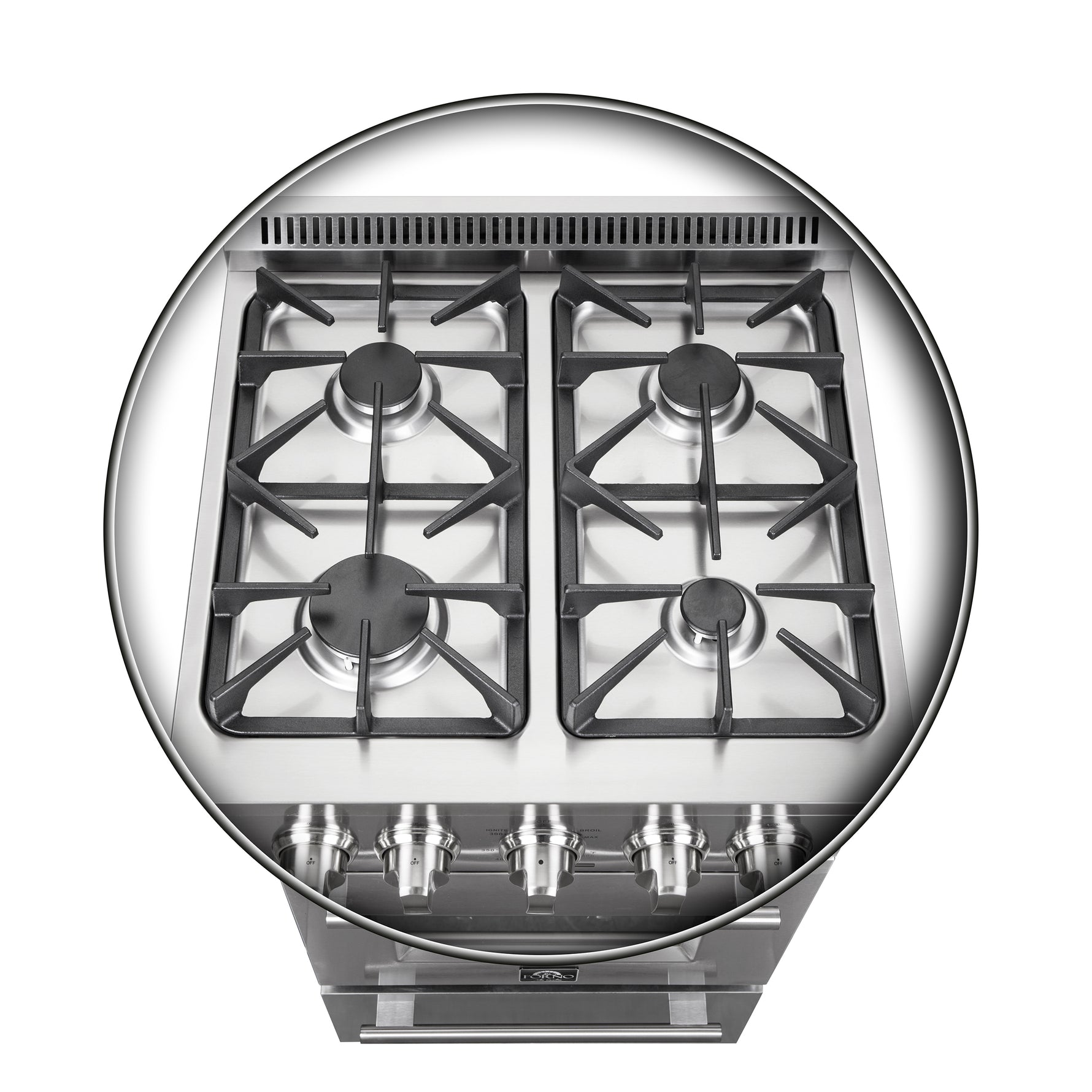 Forno Breno 24-Inch Freestanding Gas Range, Plug Included, Energy Efficient - BonPrix Électroménagers