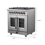 Forno Massimo 30-Inch Freestanding French Door Dual Fuel Range, 4 Burners, True Convection Oven - BonPrix Électroménagers