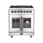 Forno Massimo 30-Inch Freestanding French Door Dual Fuel Range, 4 Burners, True Convection Oven - BonPrix Électroménagers