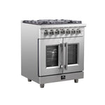 Forno Massimo 30-Inch Freestanding French Door Dual Fuel Range, 4 Burners, True Convection Oven - BonPrix Électroménagers