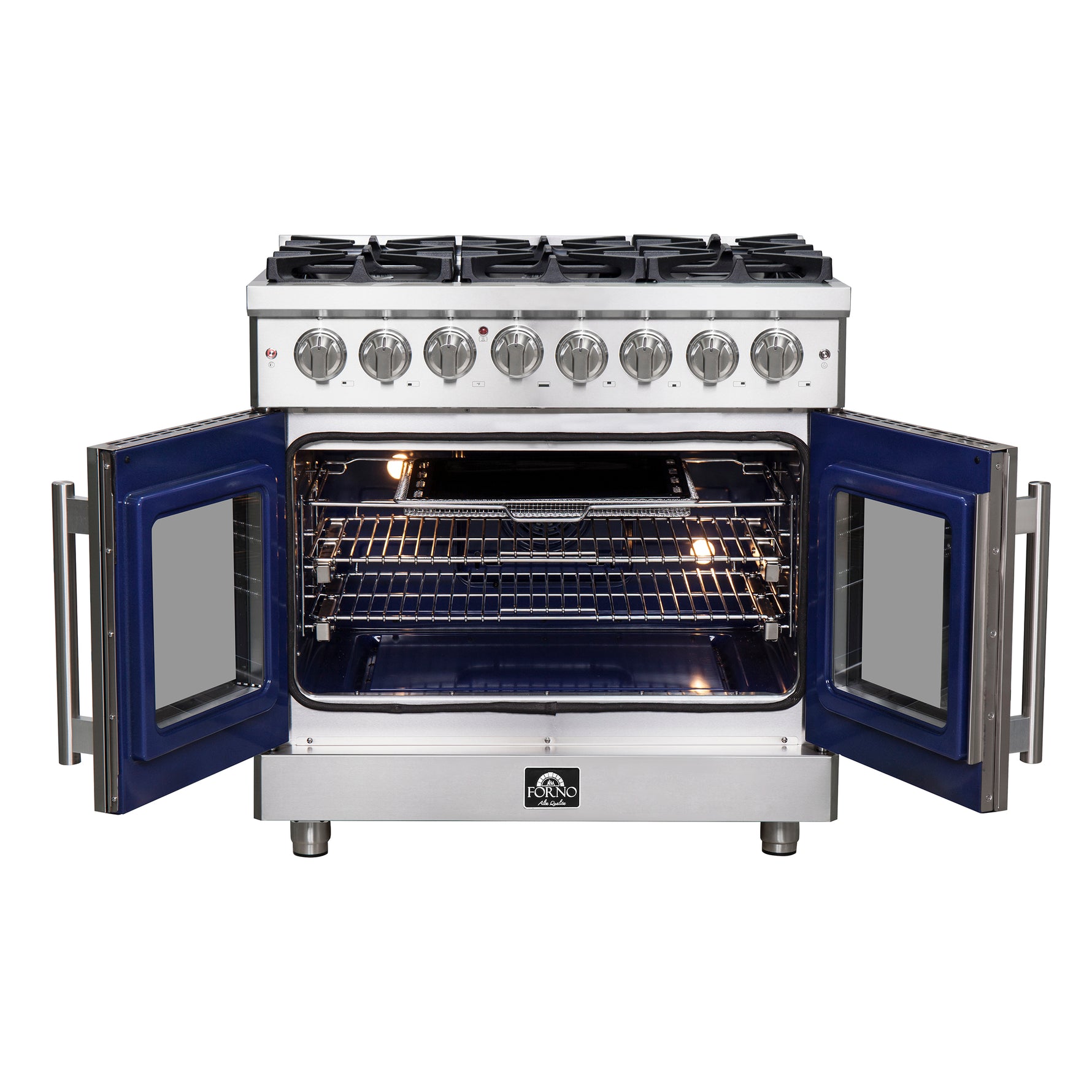 Forno Massimo 36-Inch Freestanding French Door Dual Fuel Range, 6 Burners, True Convection Oven - BonPrix Électroménagers