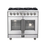 Forno Massimo 36-Inch Freestanding French Door Dual Fuel Range, 6 Burners, True Convection Oven - BonPrix Électroménagers