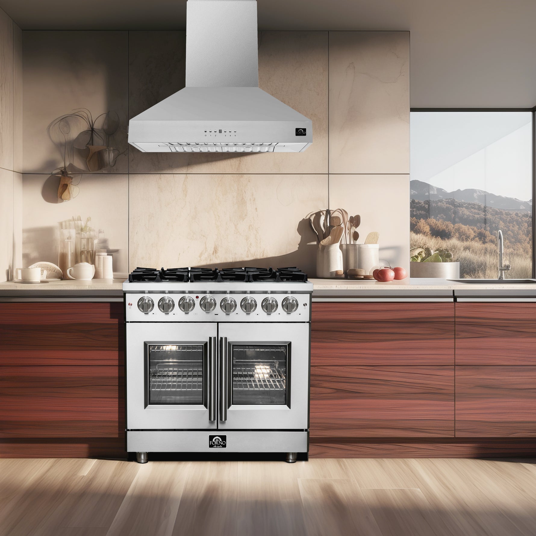 Forno Massimo 36-Inch Freestanding French Door Dual Fuel Range, 6 Burners, True Convection Oven - BonPrix Électroménagers