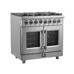 Forno Massimo 36-Inch Freestanding French Door Dual Fuel Range, 6 Burners, True Convection Oven - BonPrix Électroménagers