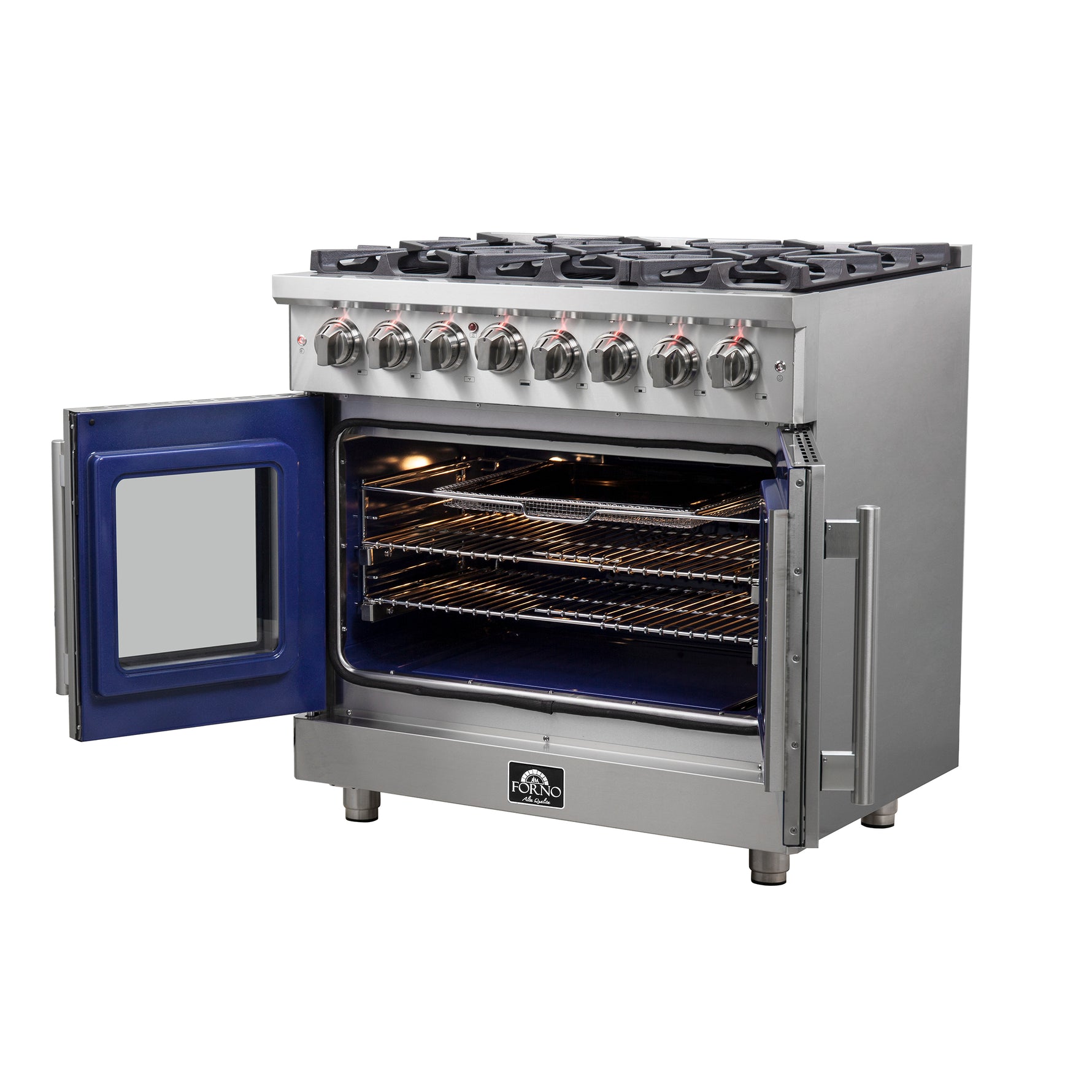 Forno Massimo 36-Inch Freestanding French Door Dual Fuel Range, 6 Burners, True Convection Oven - BonPrix Électroménagers