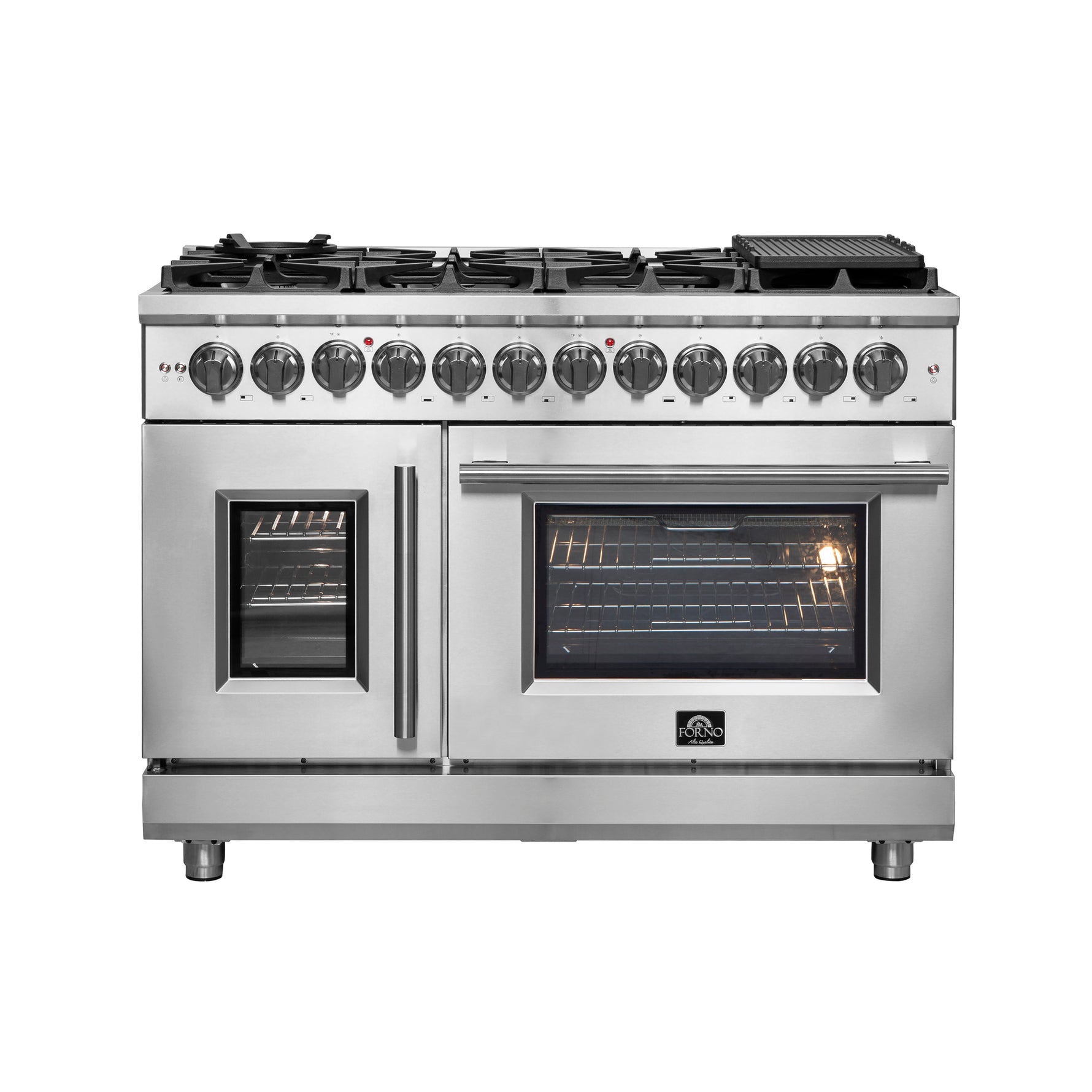 Forno Massimo 48-Inch Freestanding French Door Dual Fuel Range, 8 Burners, True Convection Oven - BonPrix Électroménagers