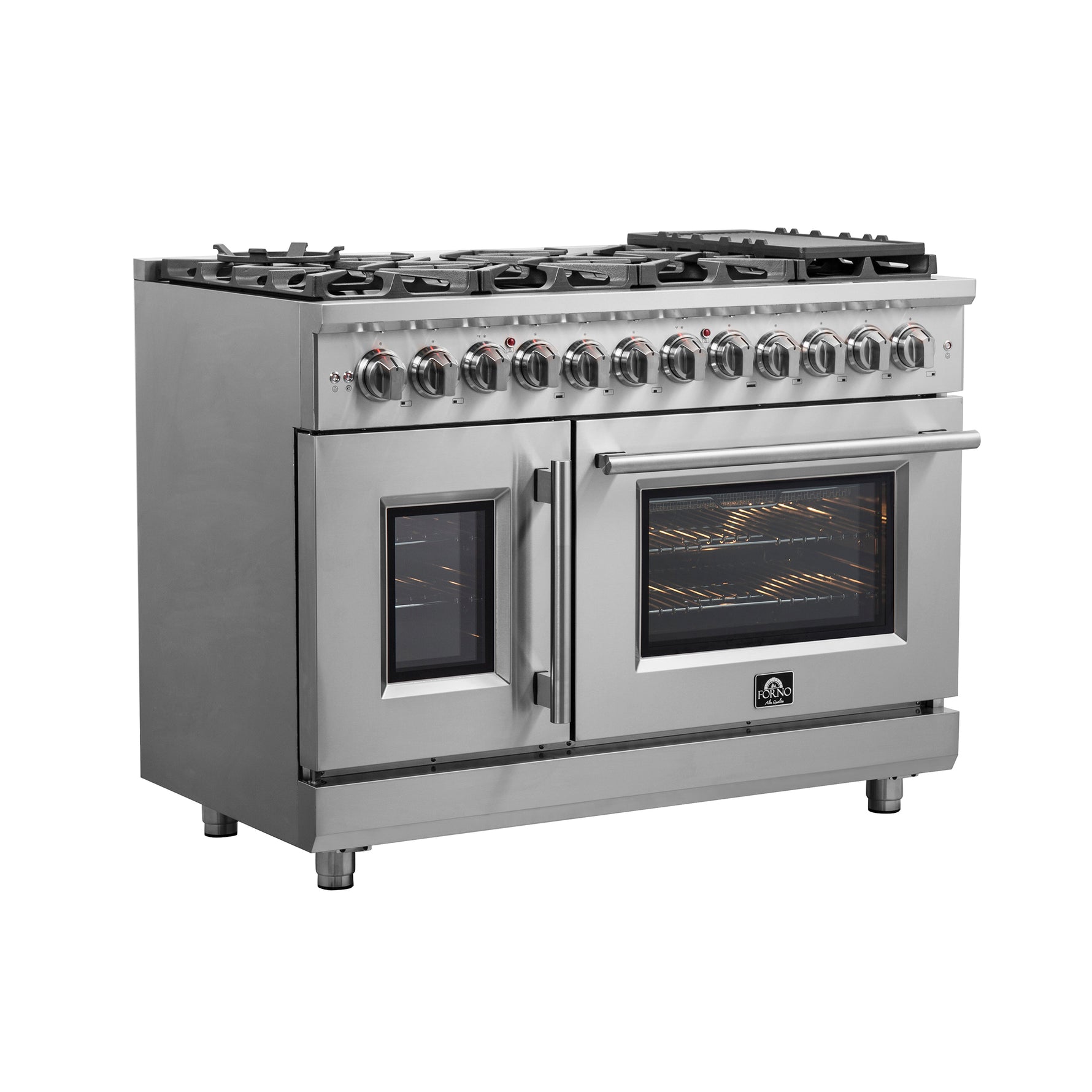 Forno Massimo 48-Inch Freestanding French Door Dual Fuel Range, 8 Burners, True Convection Oven - BonPrix Électroménagers