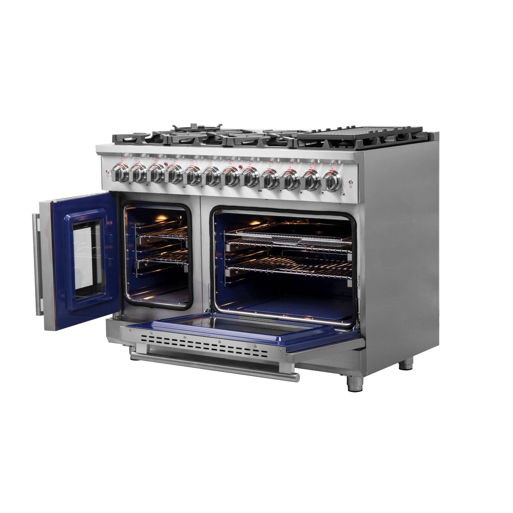 Forno Massimo 48-Inch Freestanding French Door Dual Fuel Range, 8 Burners, True Convection Oven - BonPrix Électroménagers